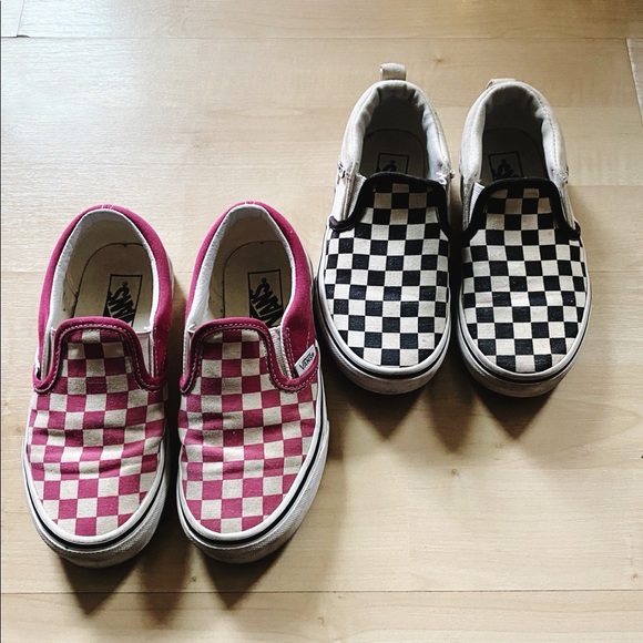 2 PAIRS VANS CHECKERED SLIP ONS (12.0 and 12.5 YOUTH sizes ) - Picture 1 of 6